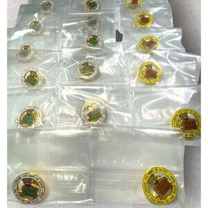 Vintage Teddy Bear Patrol Enamel Pins Charity NOS White & Yellow Variants Lot 17